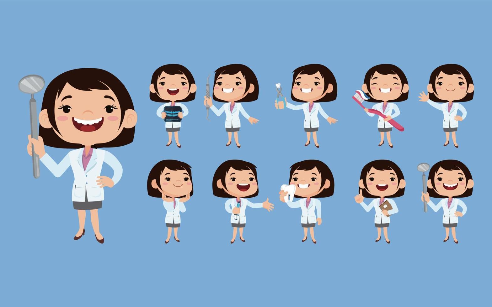 Dentist character and dental care concept vector