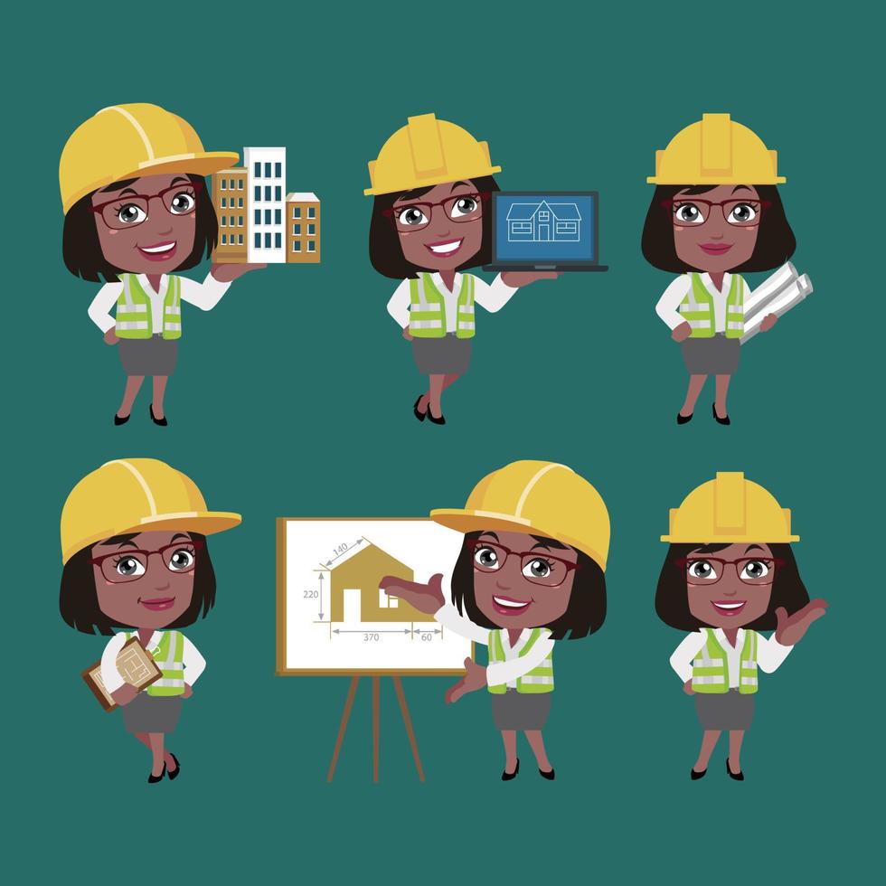 Building engineer with different poses vector