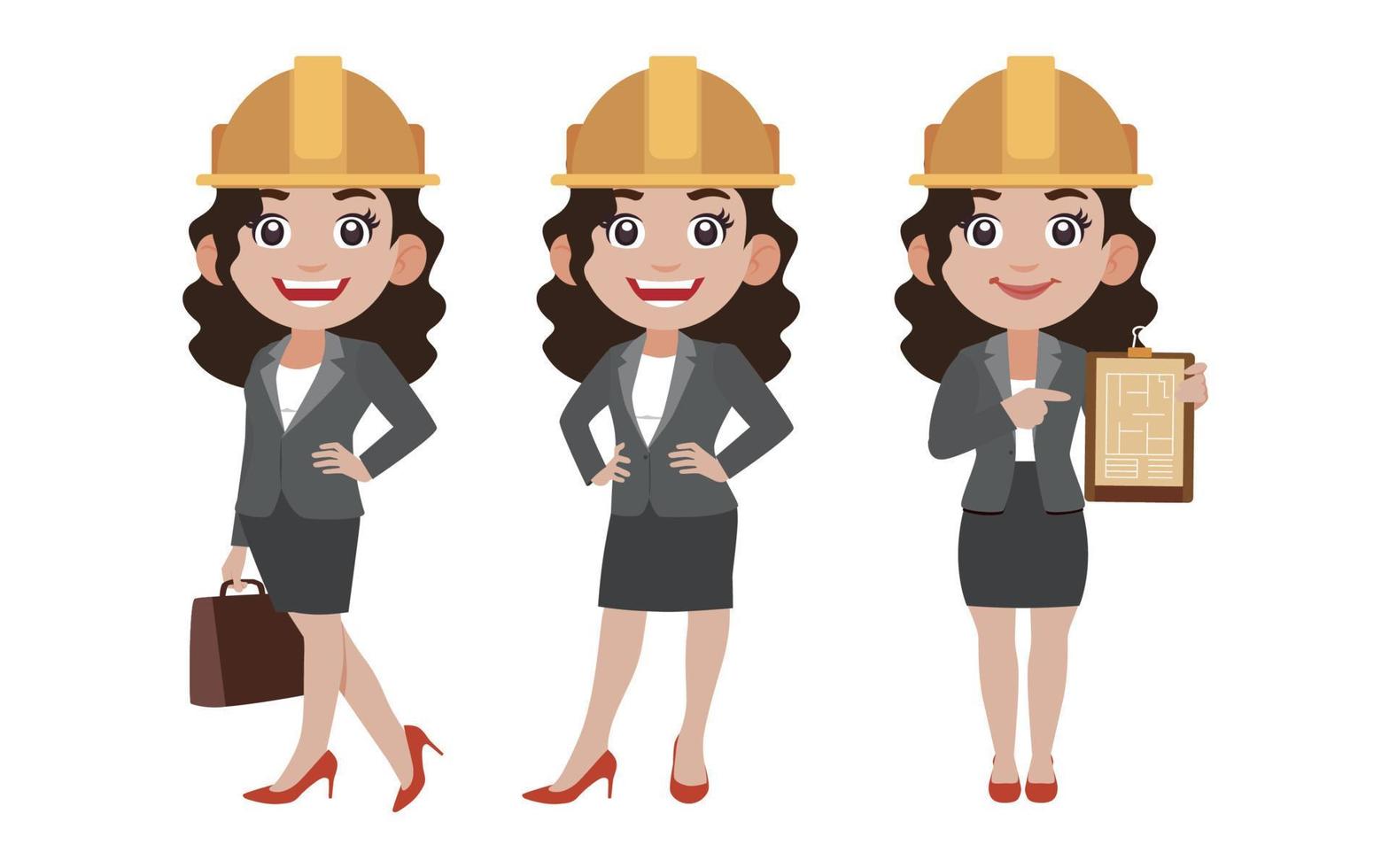 Set of engineer with different poses vector