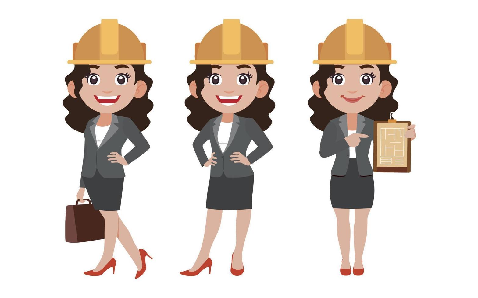 conjunto de ingenieros con diferentes poses vector