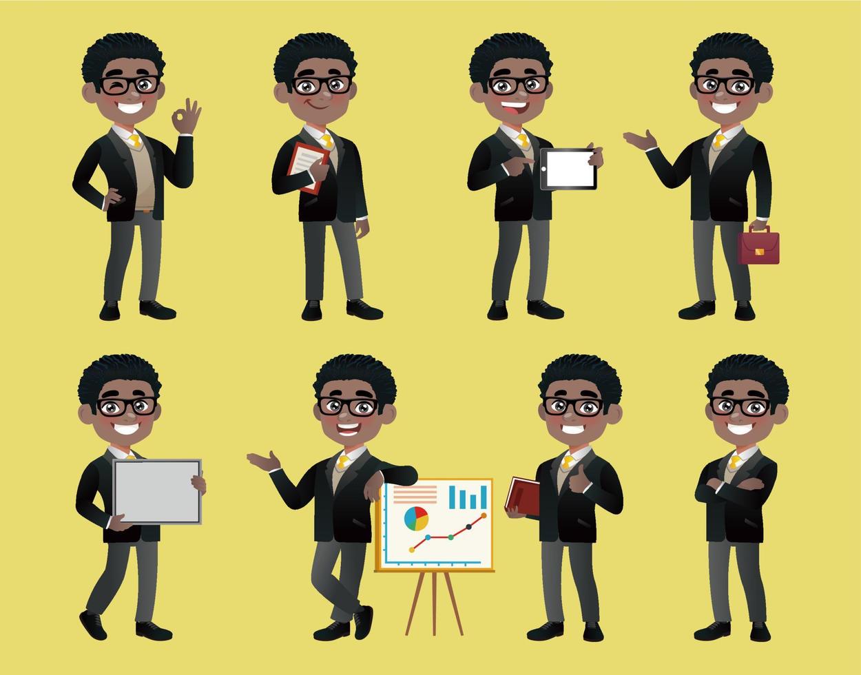 Set of business people with different poses vector