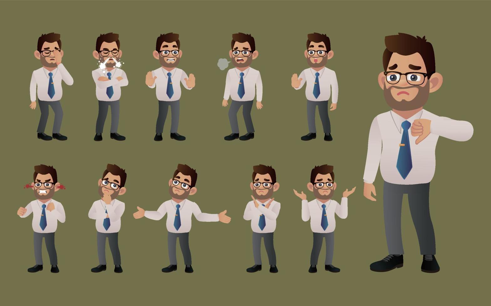 Set of business people with different emotion vector