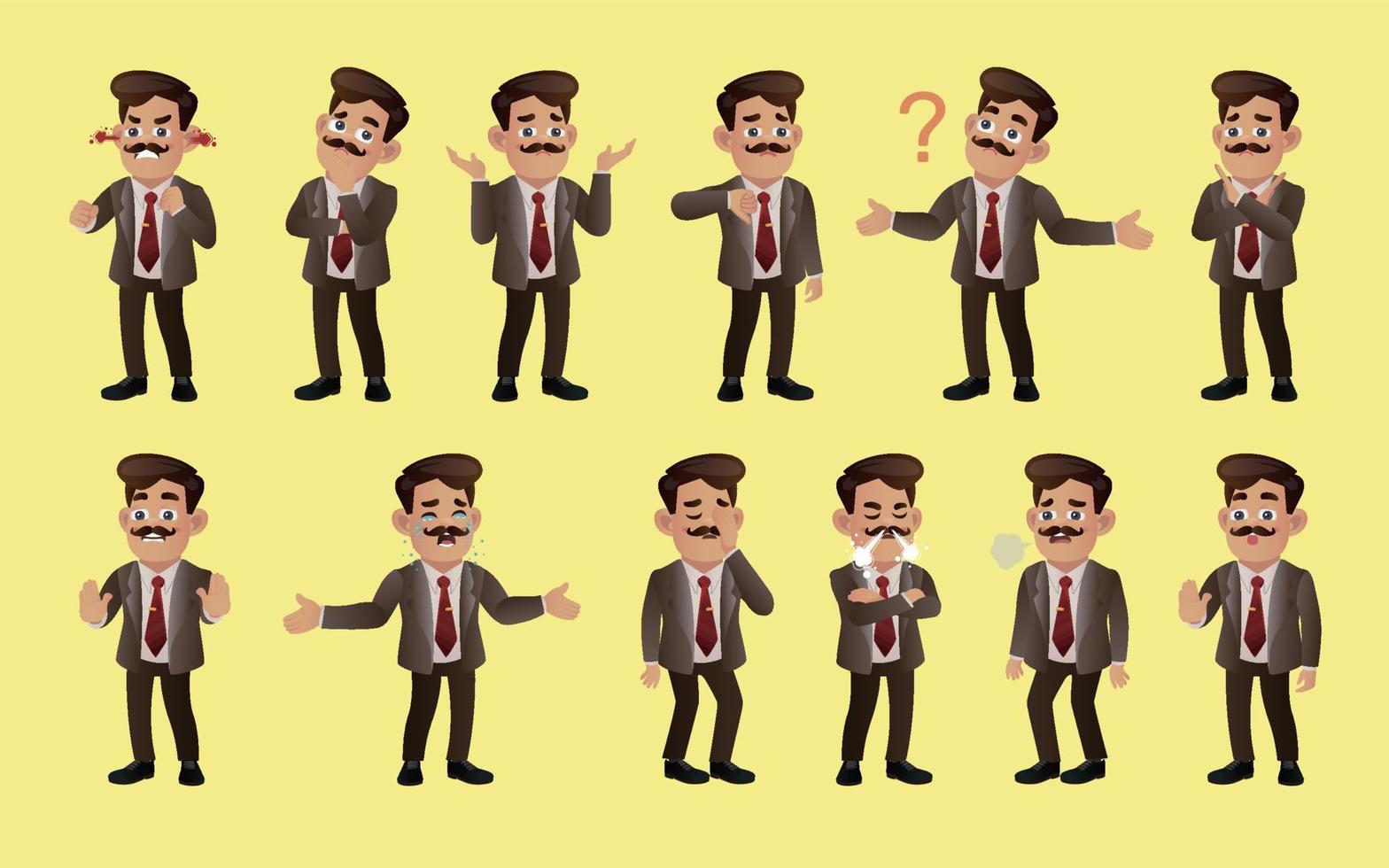 Set of business people with different emotion vector