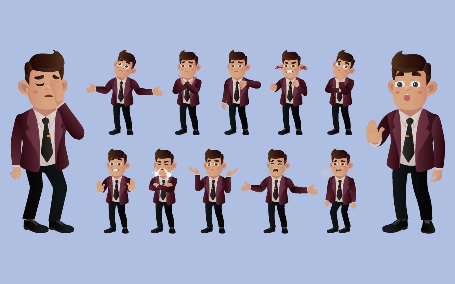 Set of business people with different emotion vector