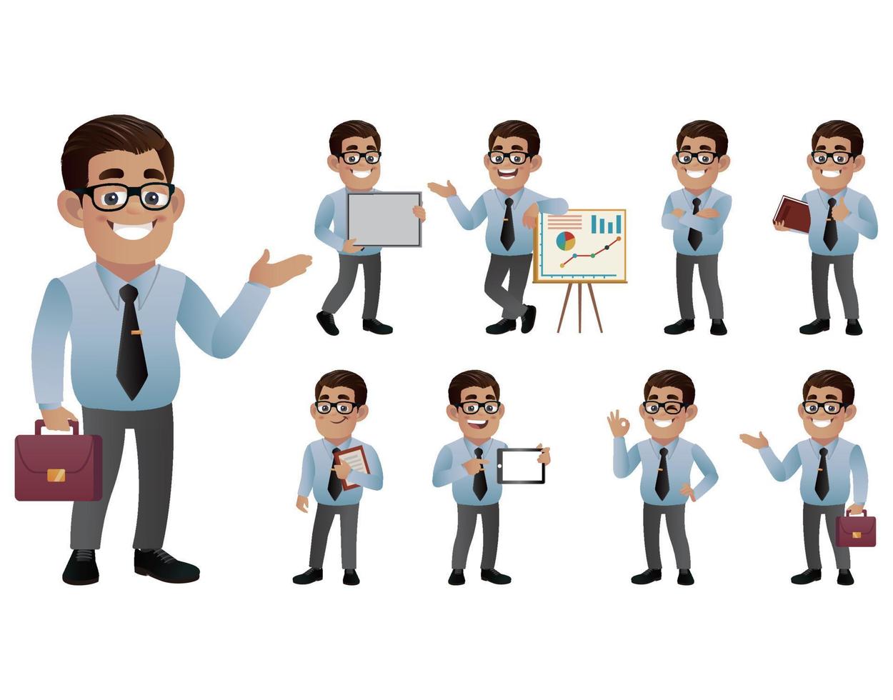 Set of business people with different poses vector