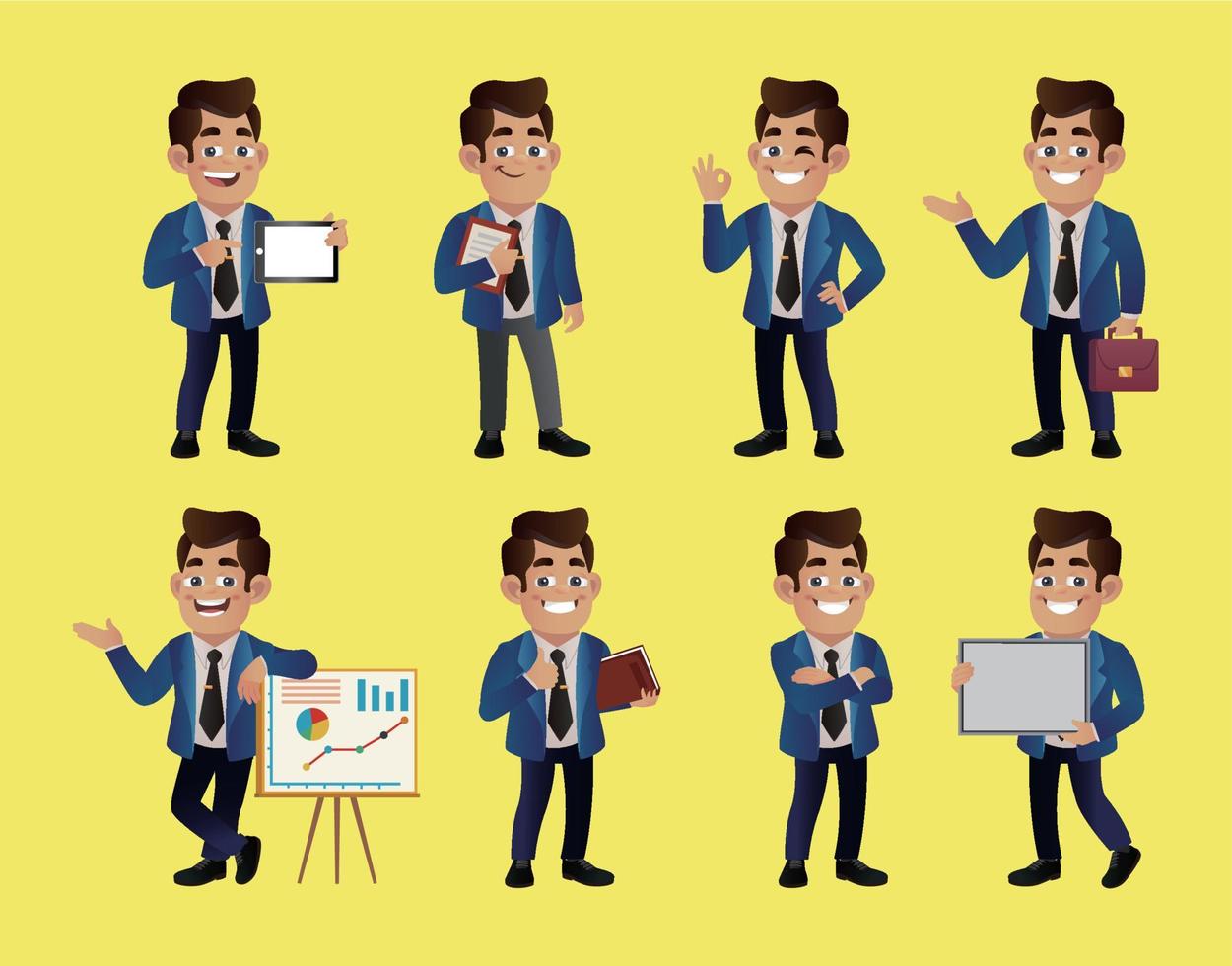 Set of business people with different poses vector