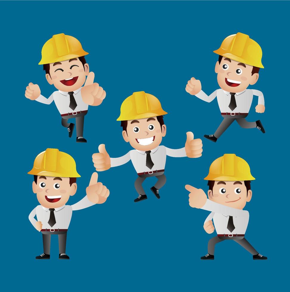 People Set - Profession - engineer with different poses vector