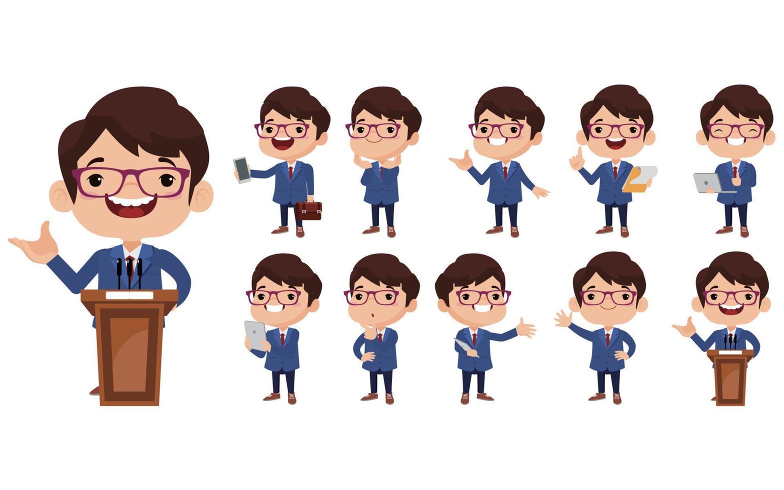 Business person in different positions set vector