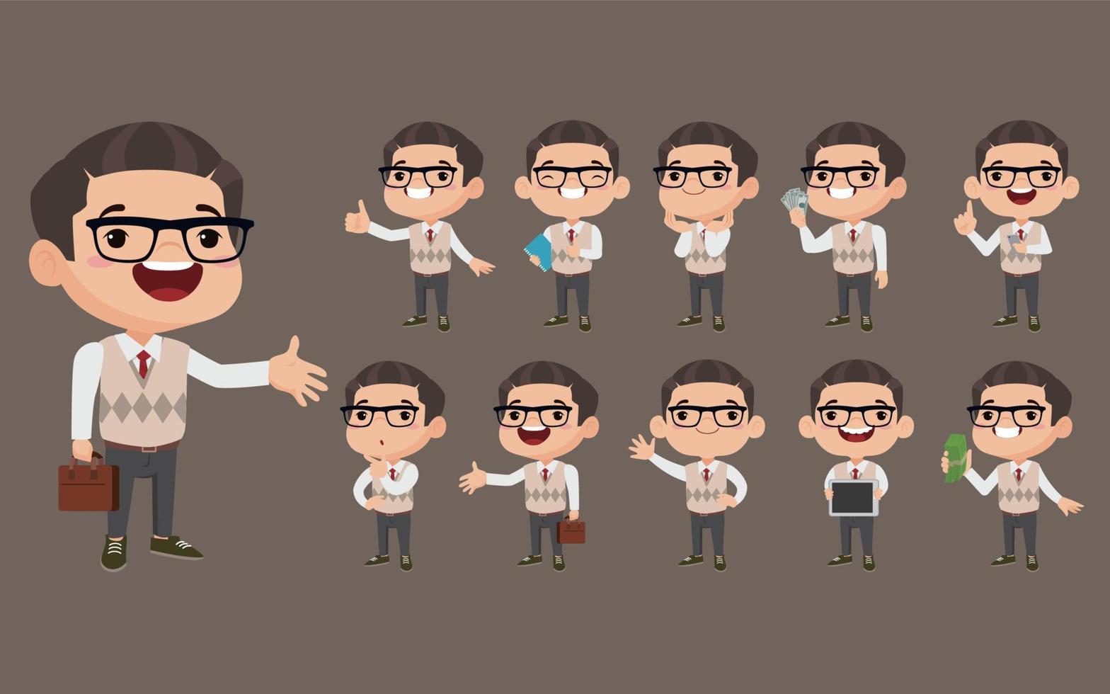 Business person in different positions set vector