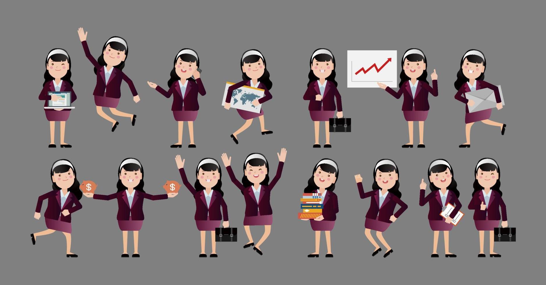 Flat Set of business people vector