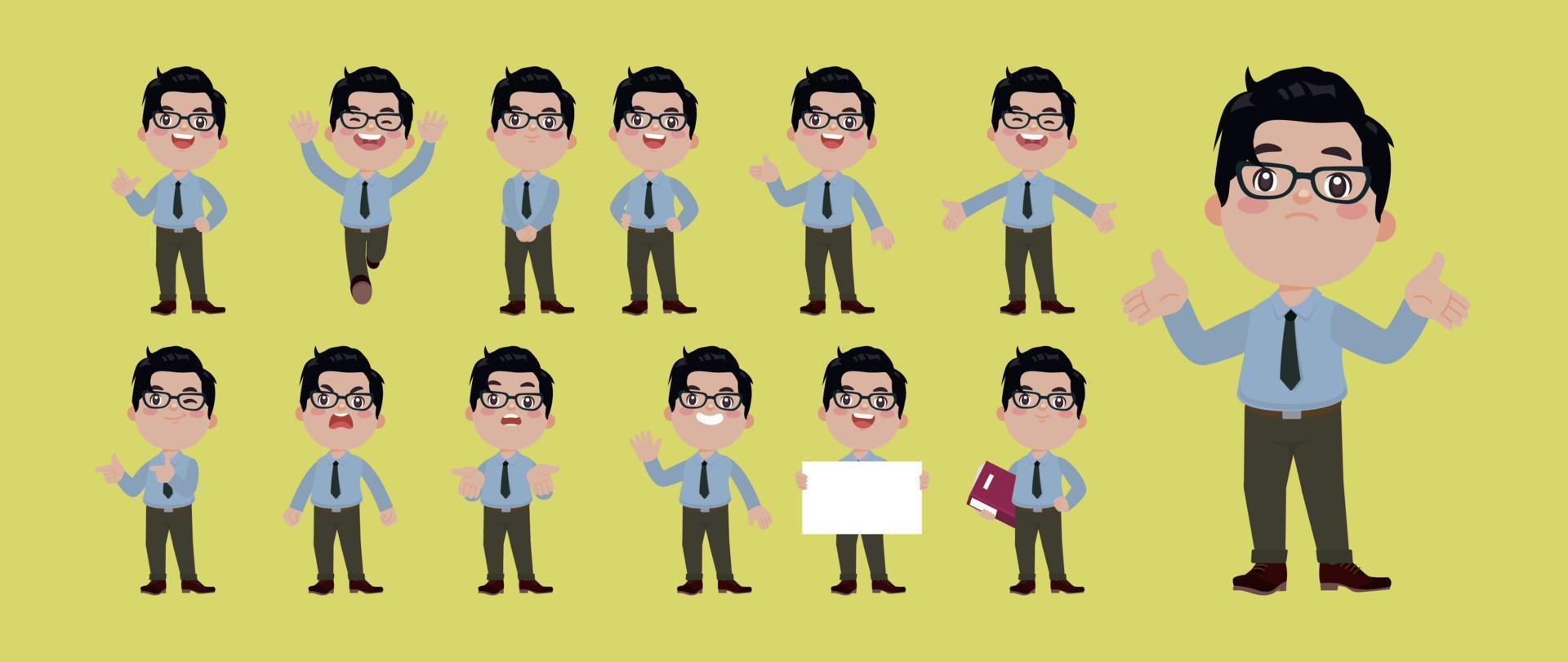 Business person in different positions set vector