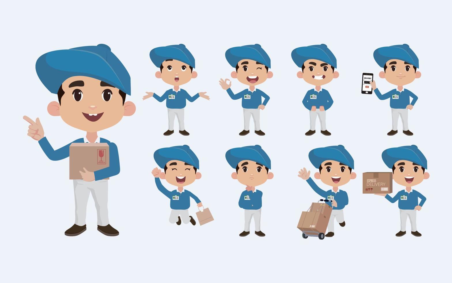 Delivery staff with different poses vector