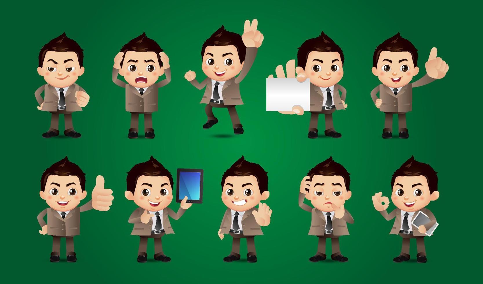 Business person in different positions set vector