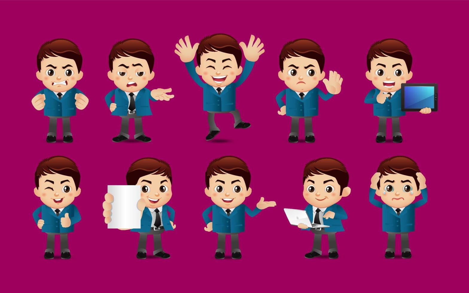 Business person in different positions set vector