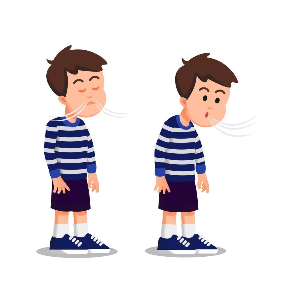 un chico lindo inhala y exhala 16668336 Vector en Vecteezy