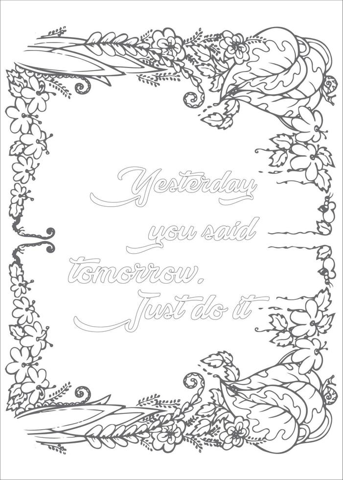 Motivational Quotes Coloring Page vector