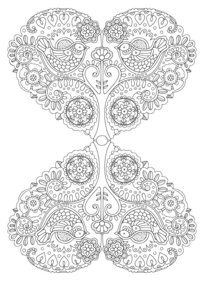 Romantic Heart Coloring Page For Adult vector