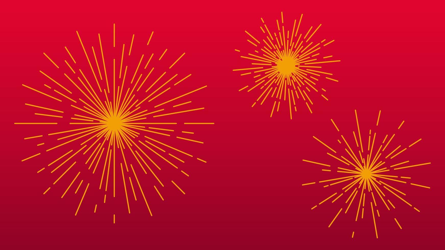 Shiny fireworks on red background. Vector stock illustration. EPS 10.