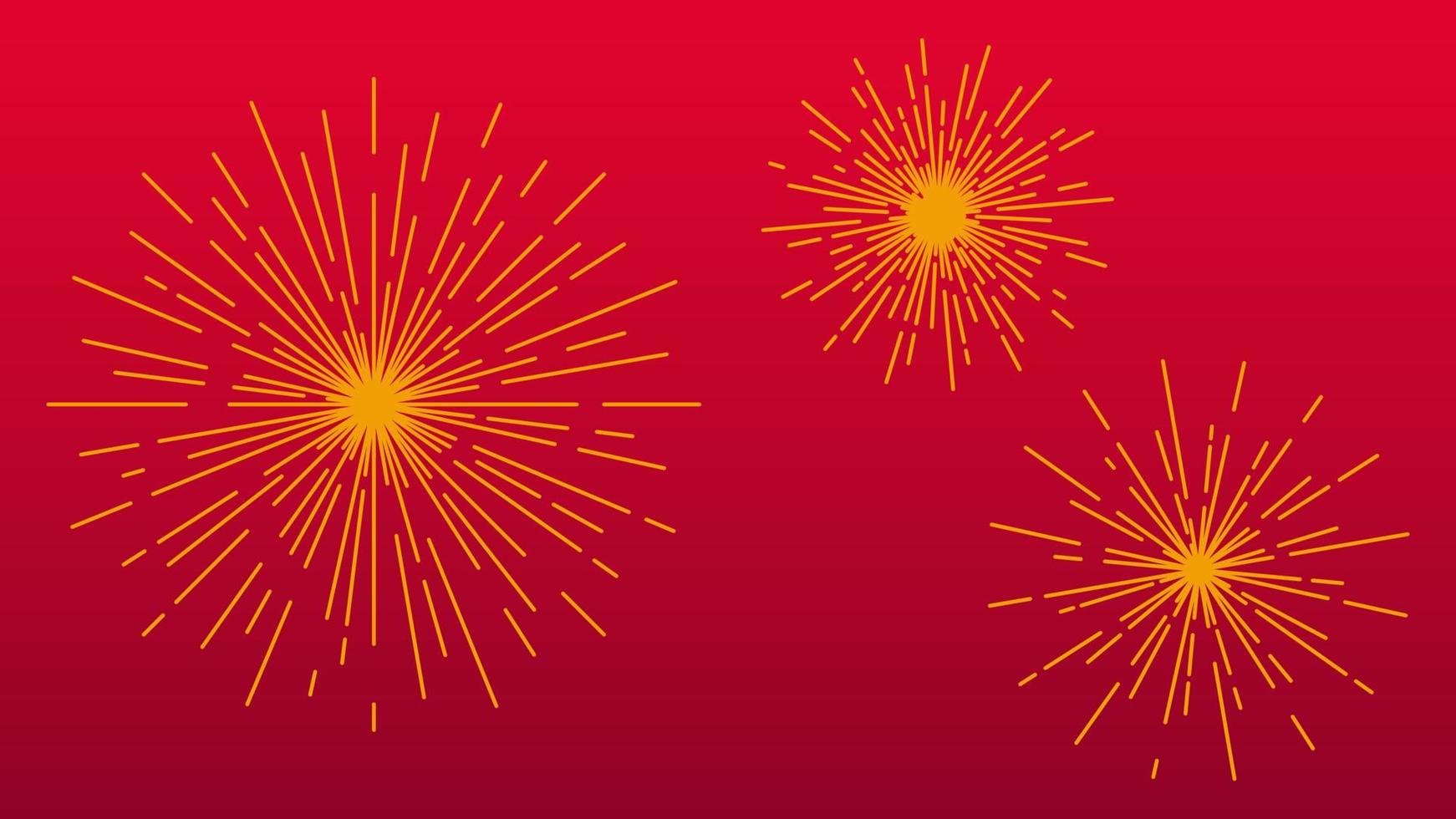 Shiny fireworks on red background. Vector stock illustration. EPS 10.