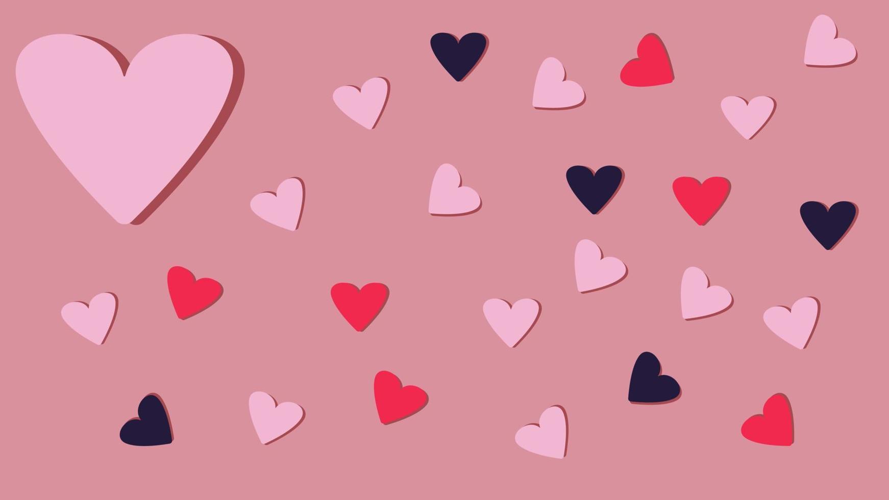 hermosos corazones de confeti cayendo sobre fondo rosa. diseño de plantilla para tarjeta de felicitación, día de san valentín, feliz día de la madre y cumpleaños. ilustración vectorial eps 10. vector