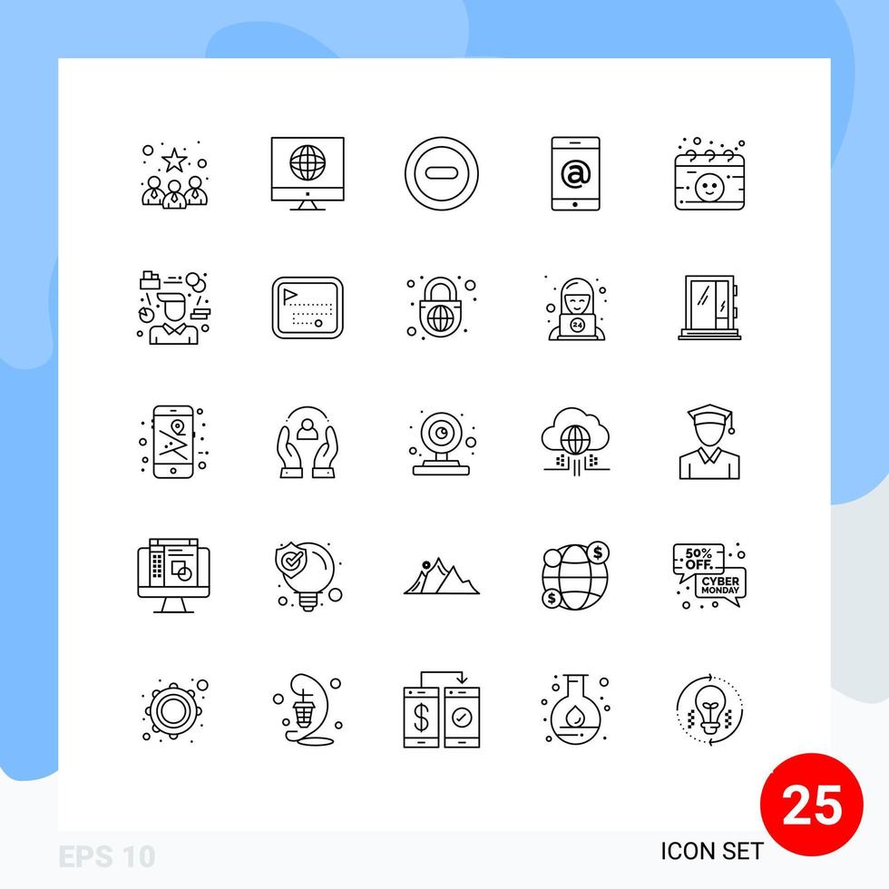 25 Thematic Vector Lines and Editable Symbols of pregnancy gynecology media calendar multimedia Editable Vector Design Elements