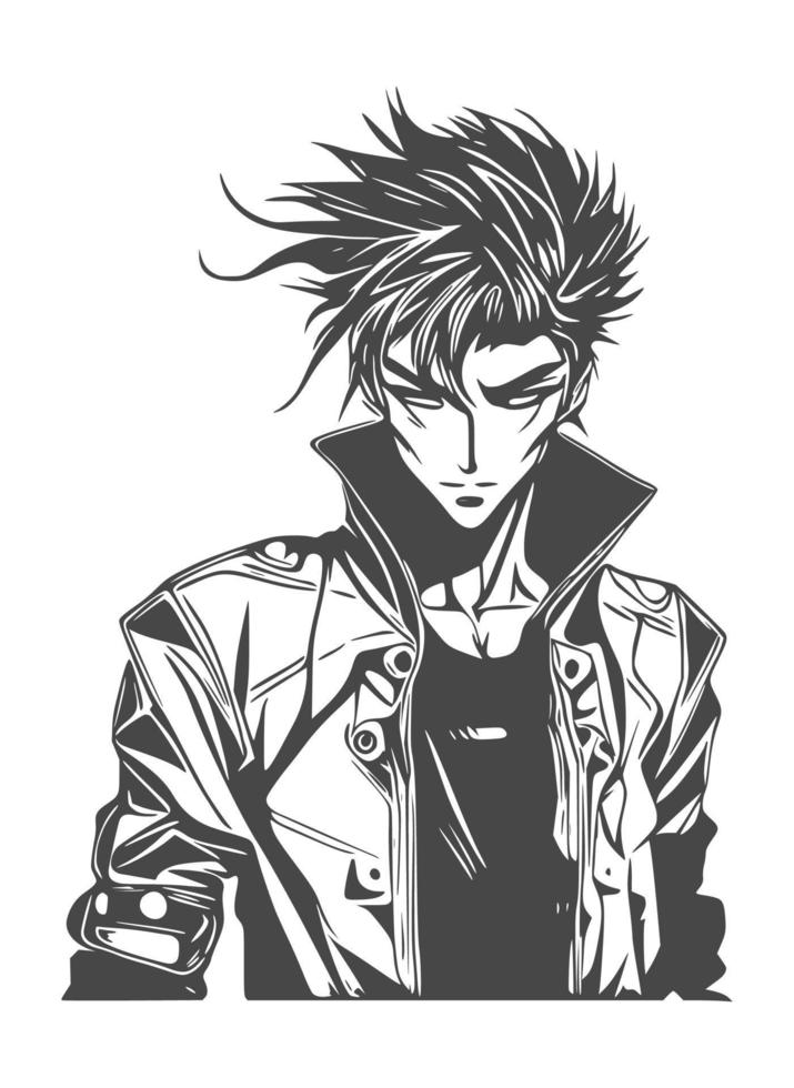 Young handsome man manga anime vector