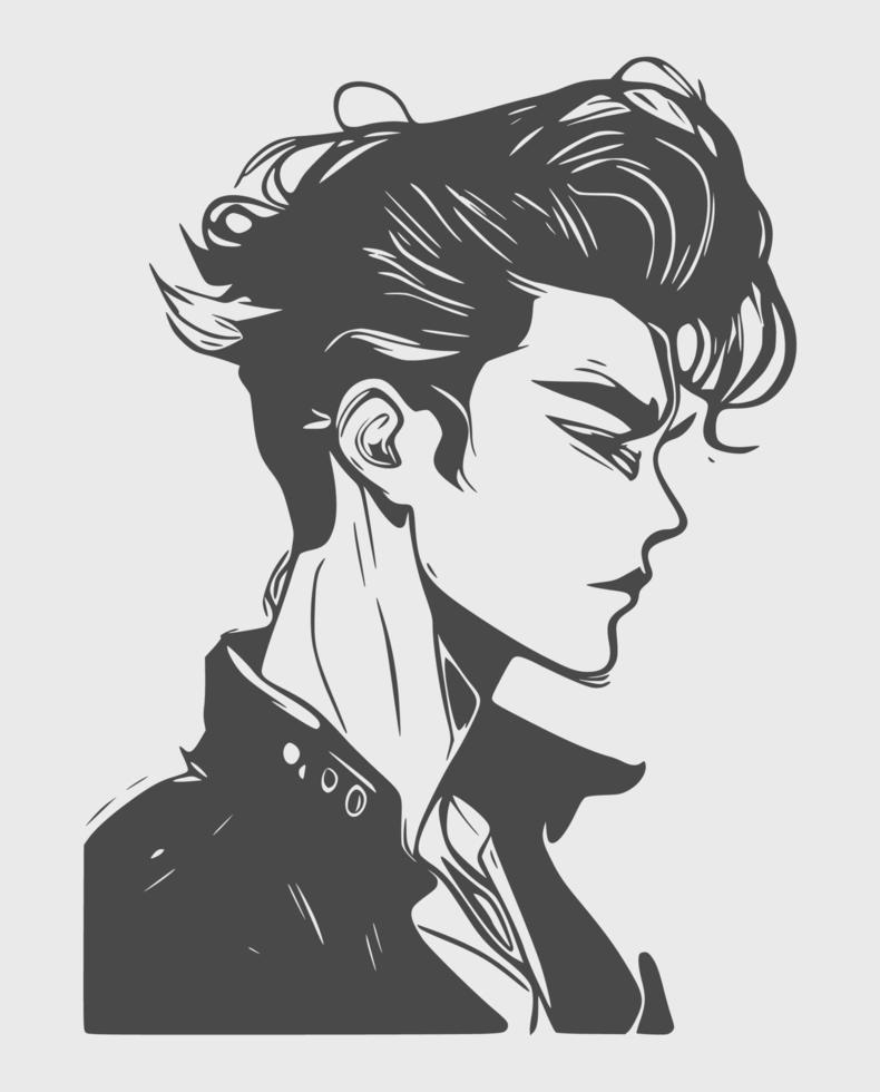 Young handsome man manga anime vector