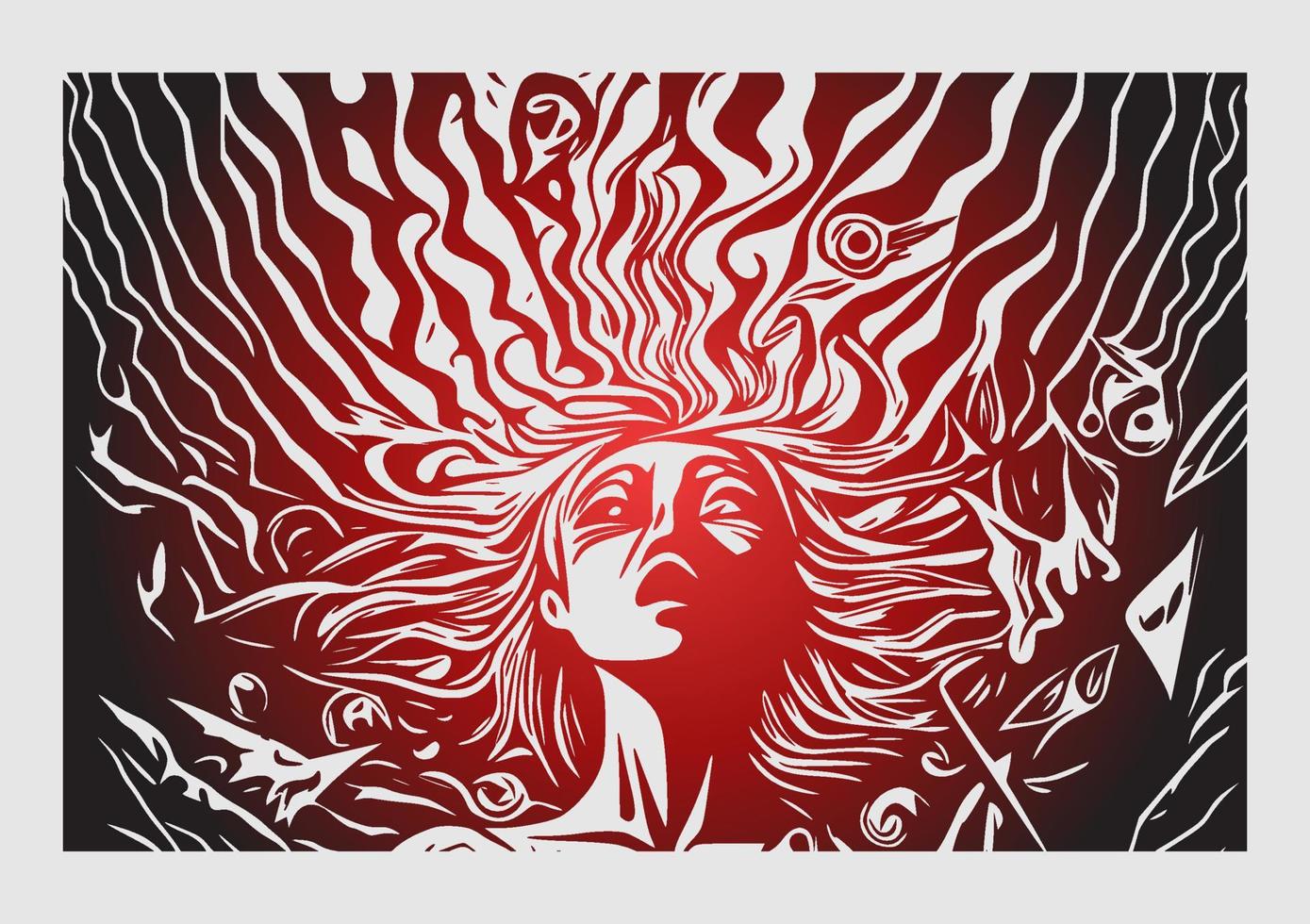 psychedelic horror graphic illustration vector art Background