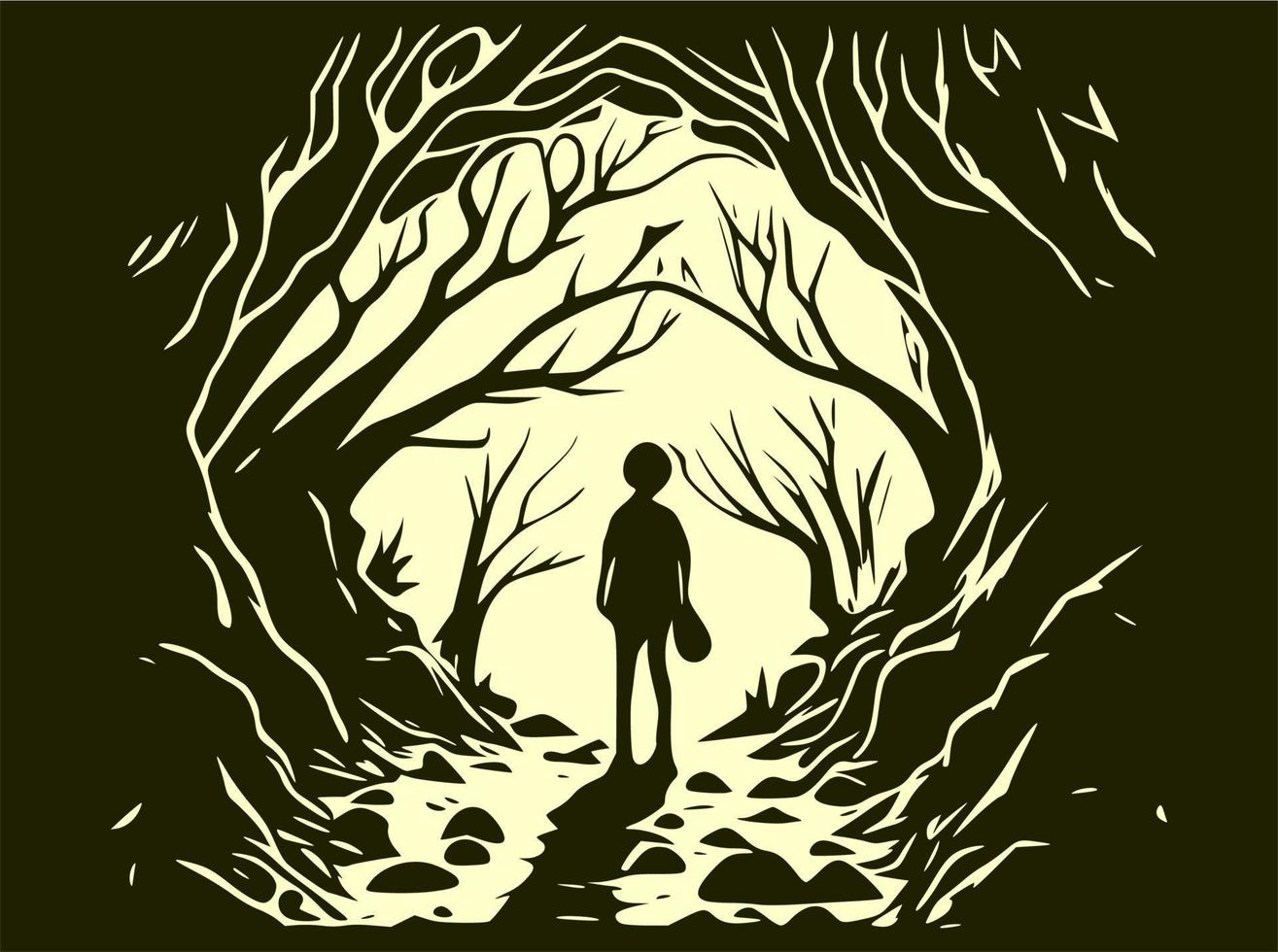 Mysterious forest background, for halloween. vector