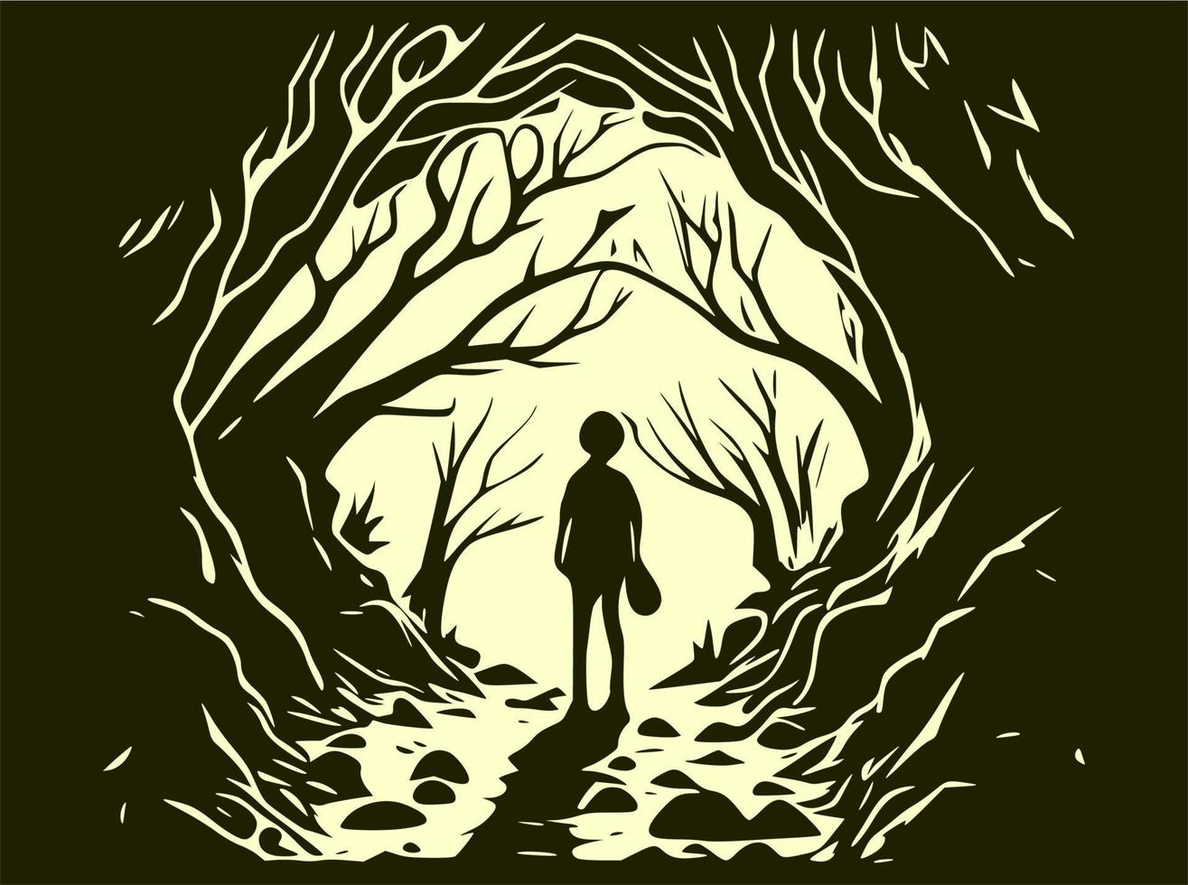 fondo de bosque misterioso, para halloween. vector