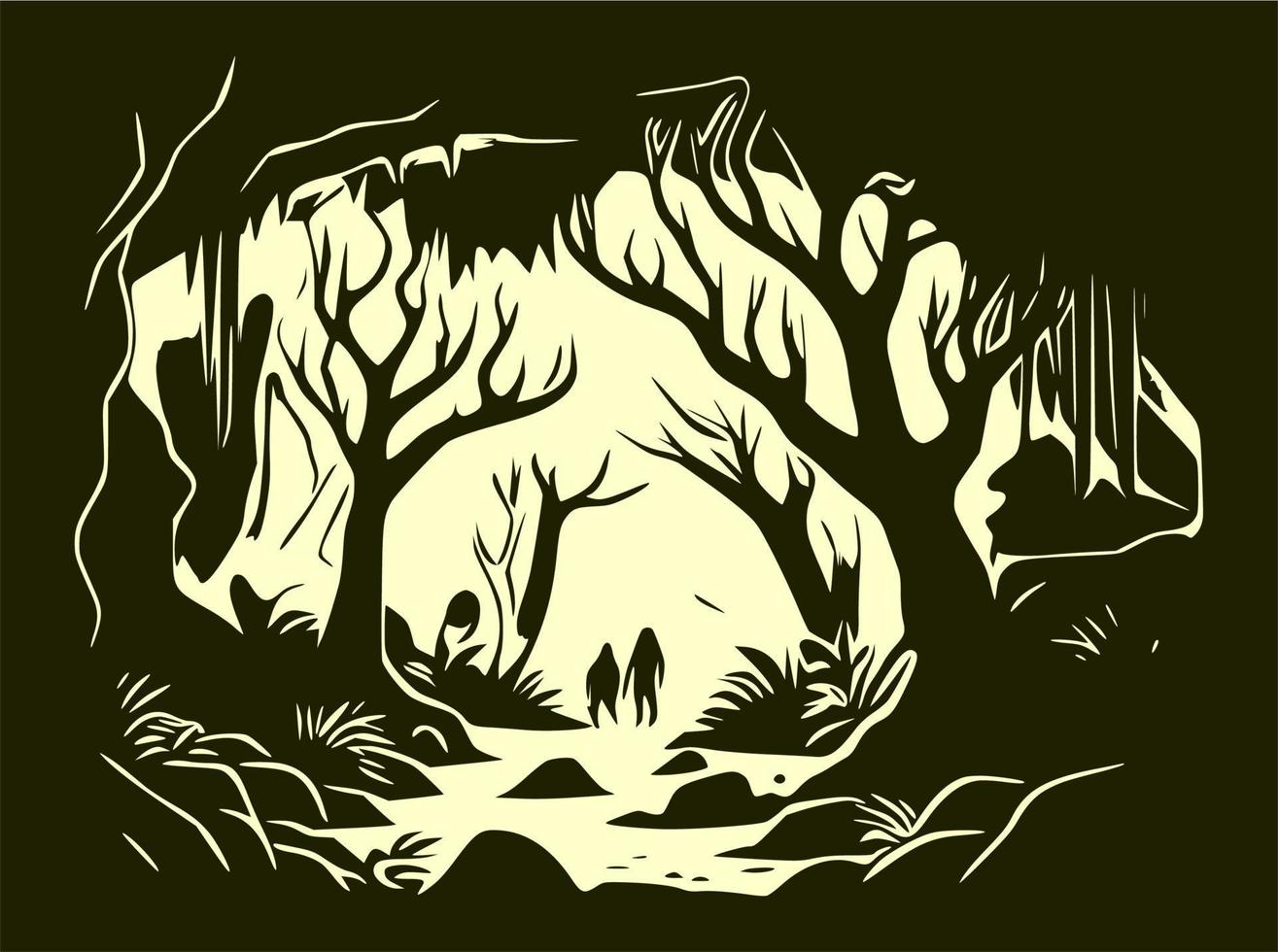 fondo de bosque misterioso, para halloween. vector