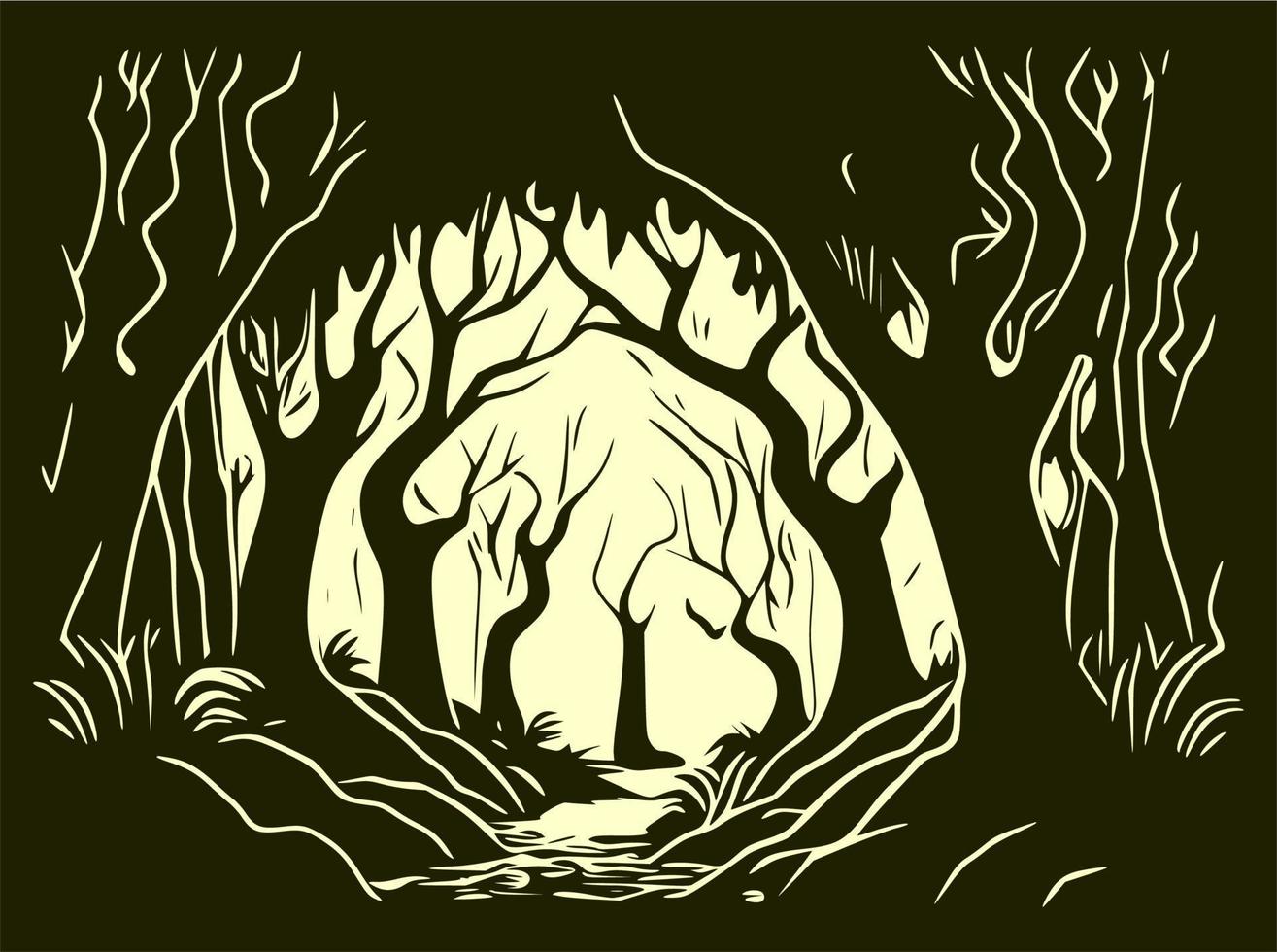 Mysterious forest background, for halloween. vector