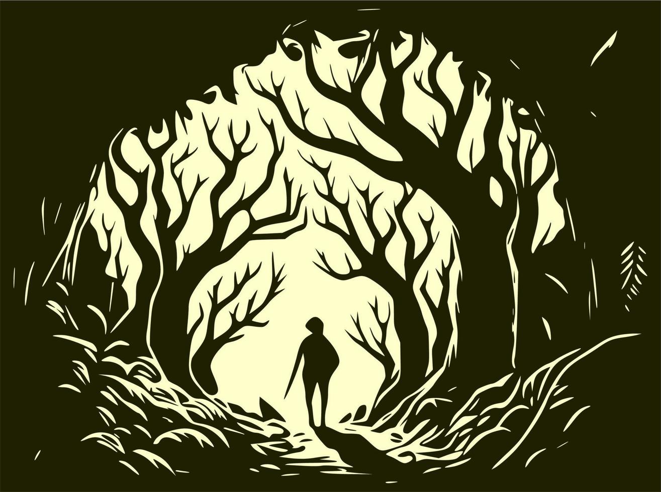 Mysterious forest background, for halloween. vector