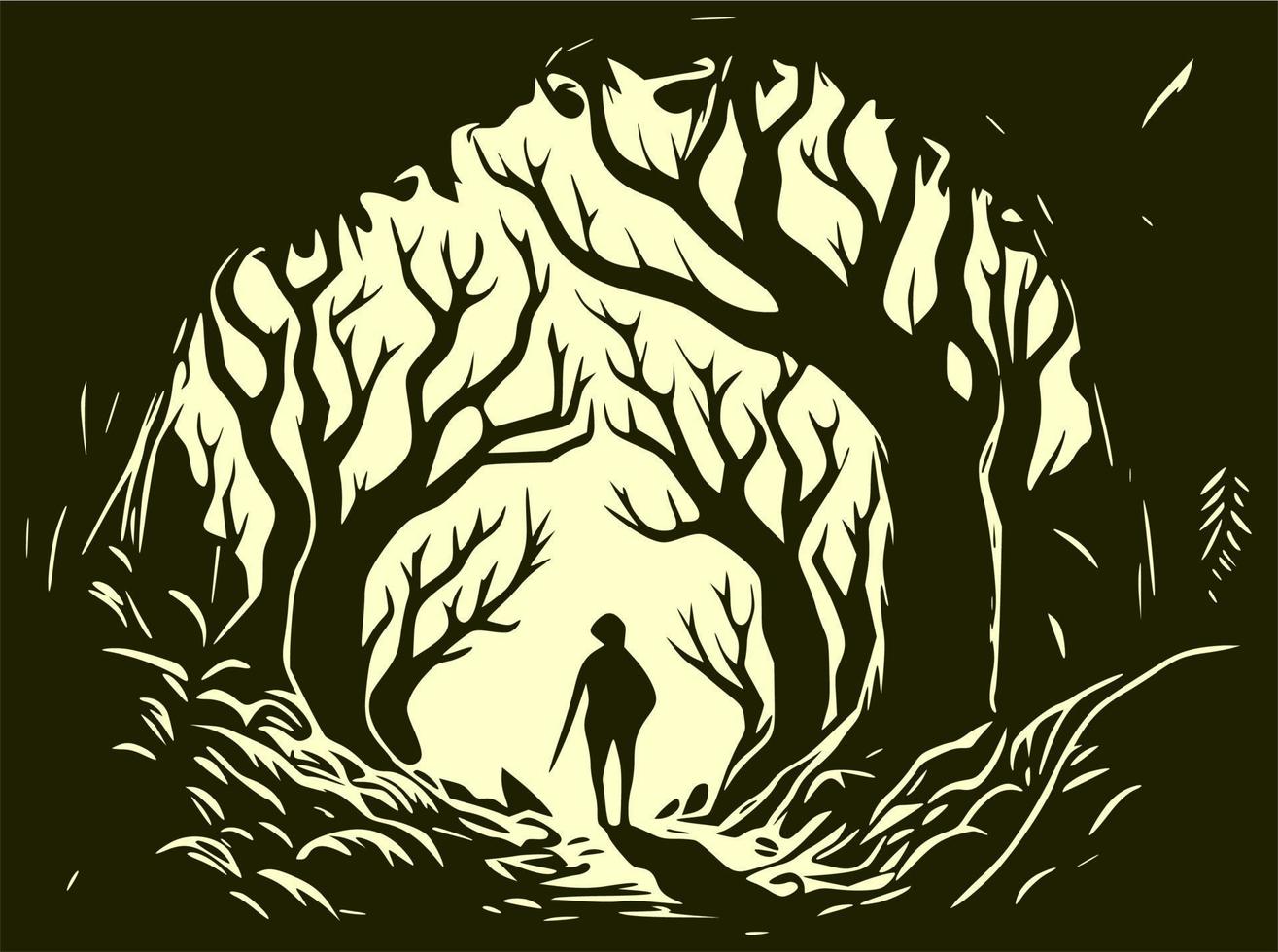 fondo de bosque misterioso, para halloween. vector