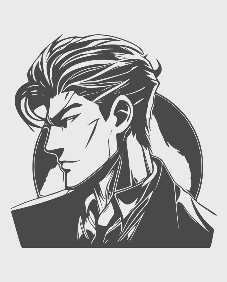 Young handsome man manga anime vector