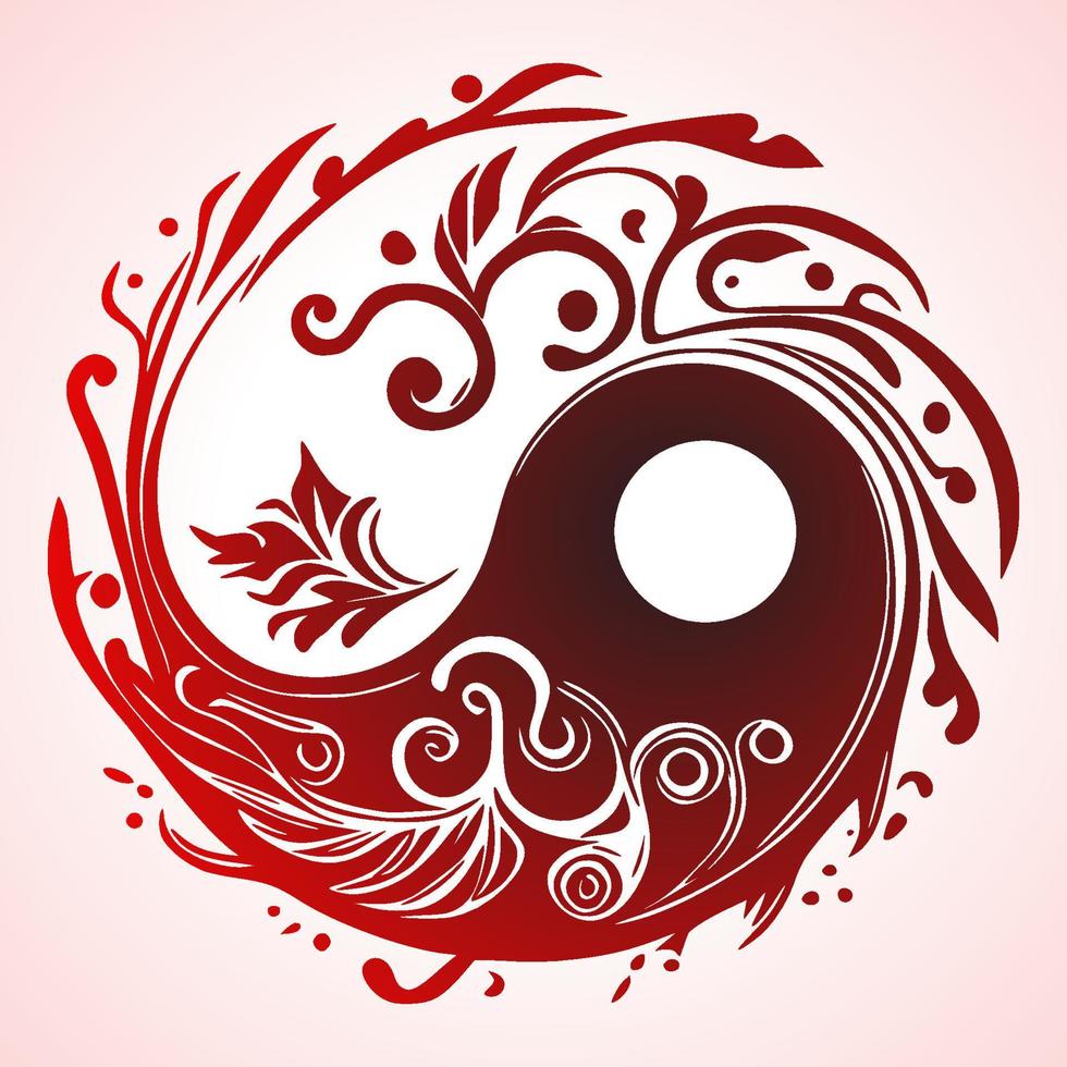 Floral Yin Yang Symbol vector illustration.