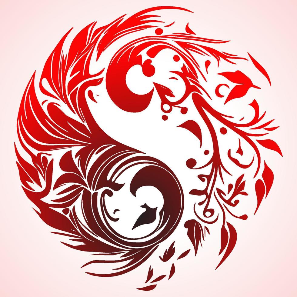 Floral Yin Yang Symbol vector illustration.