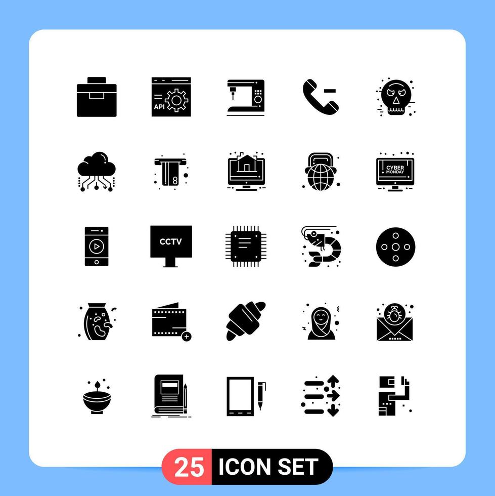 paquete de iconos vectoriales de stock de 25 signos y símbolos de línea para la programación de eliminación de rostros elementos de diseño vectorial editables de la máquina de contacto vector