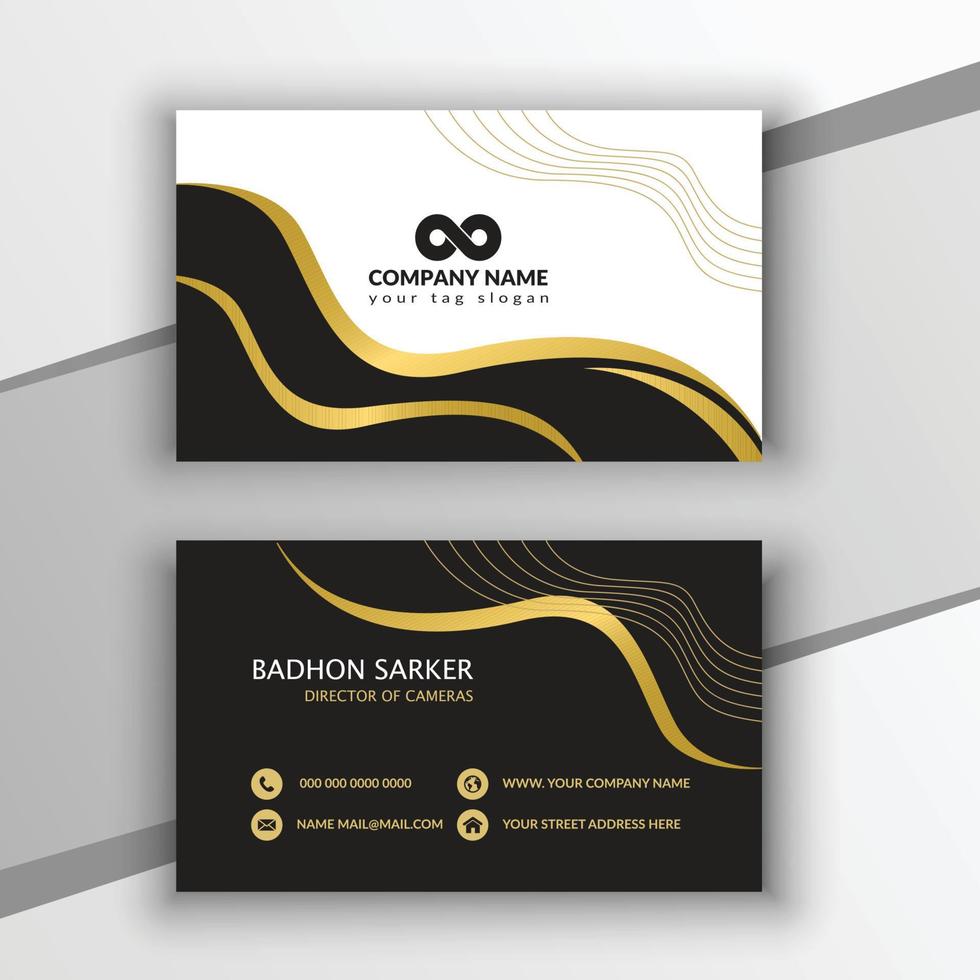 Gradient golden luxury horizontal business card design template vector