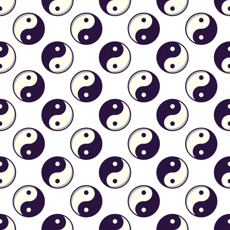 Seamless vector pattern of cartoon yin yang for printing and wrapping