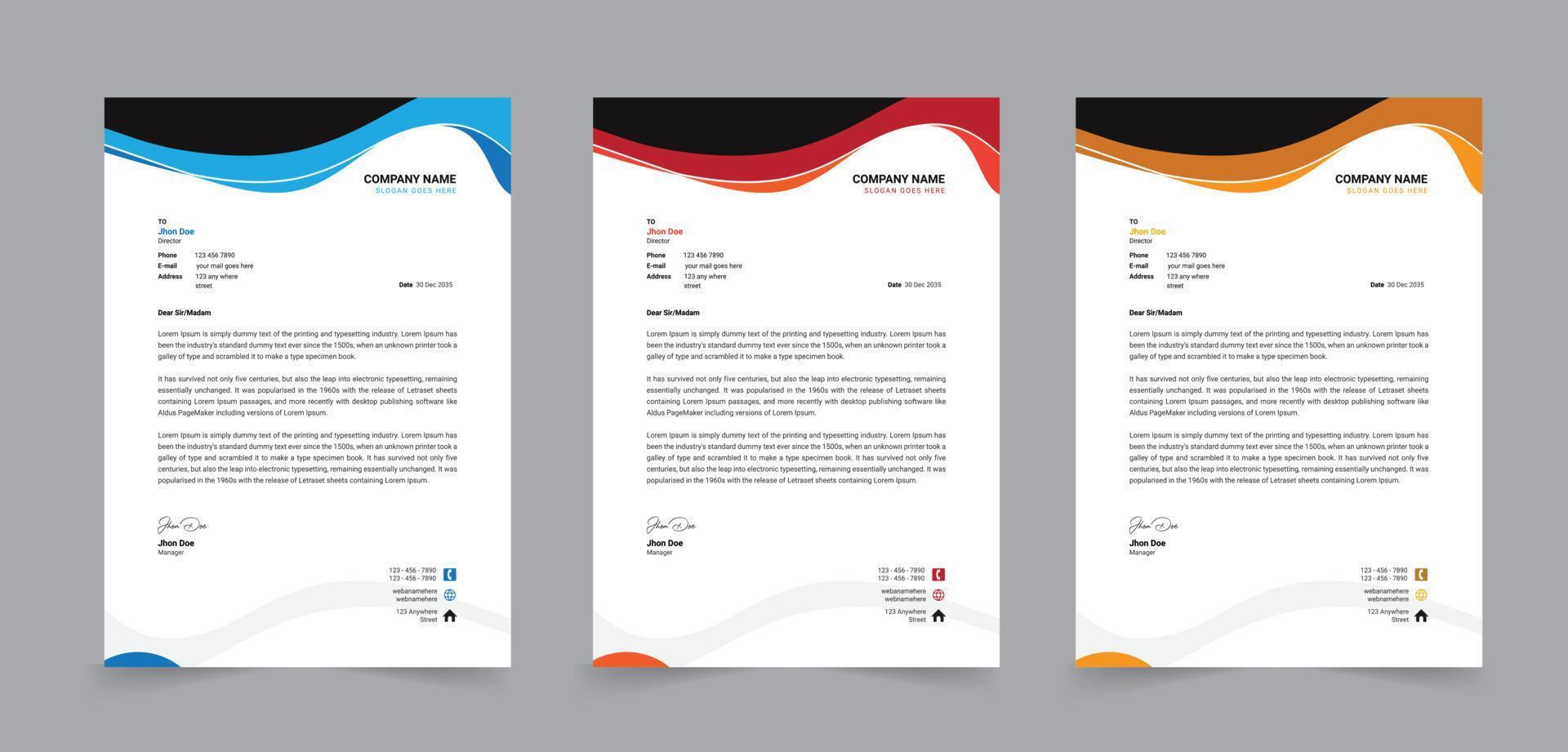 Professional clean unique letterhead design template vector