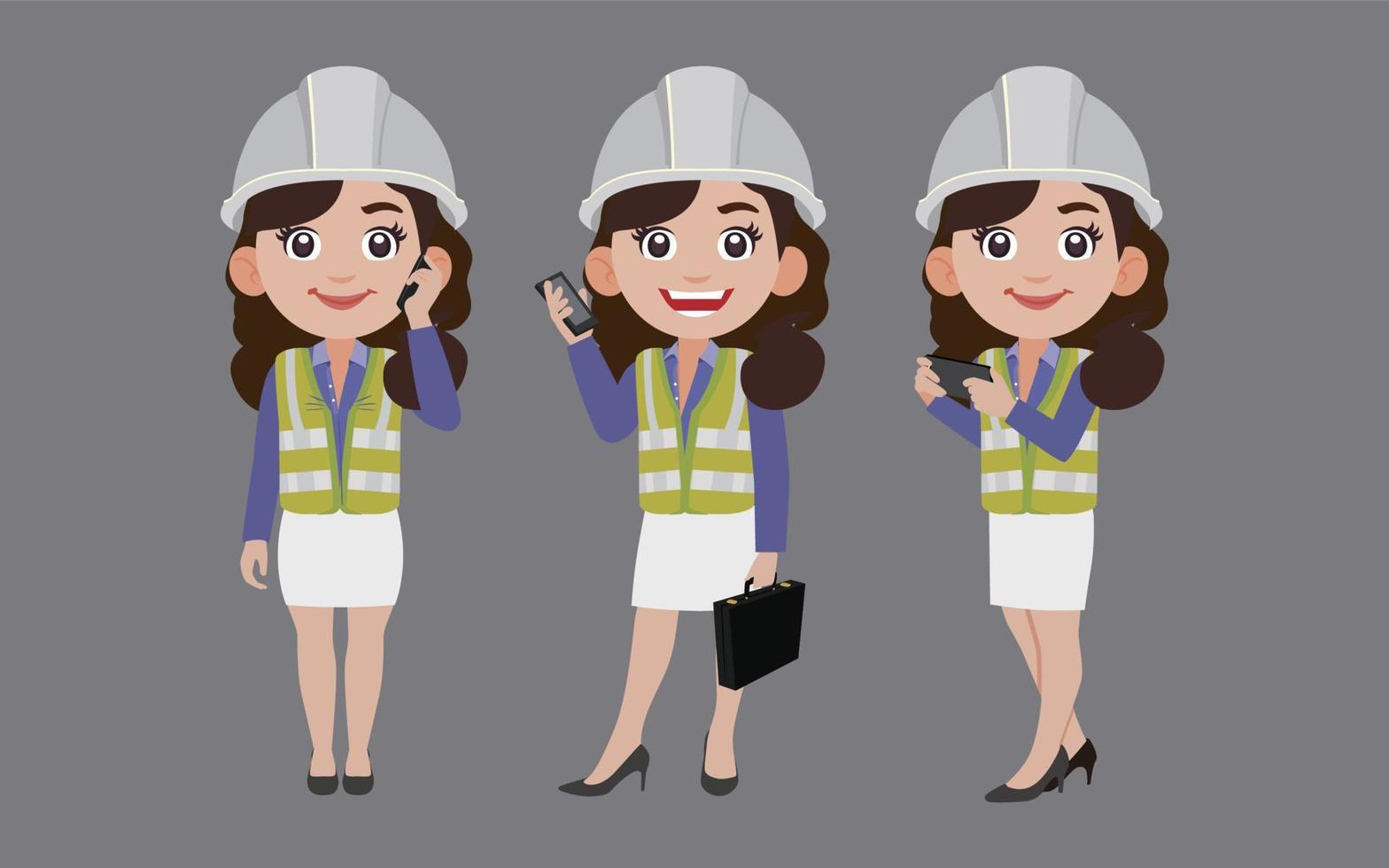 conjunto de ingenieros con diferentes poses vector