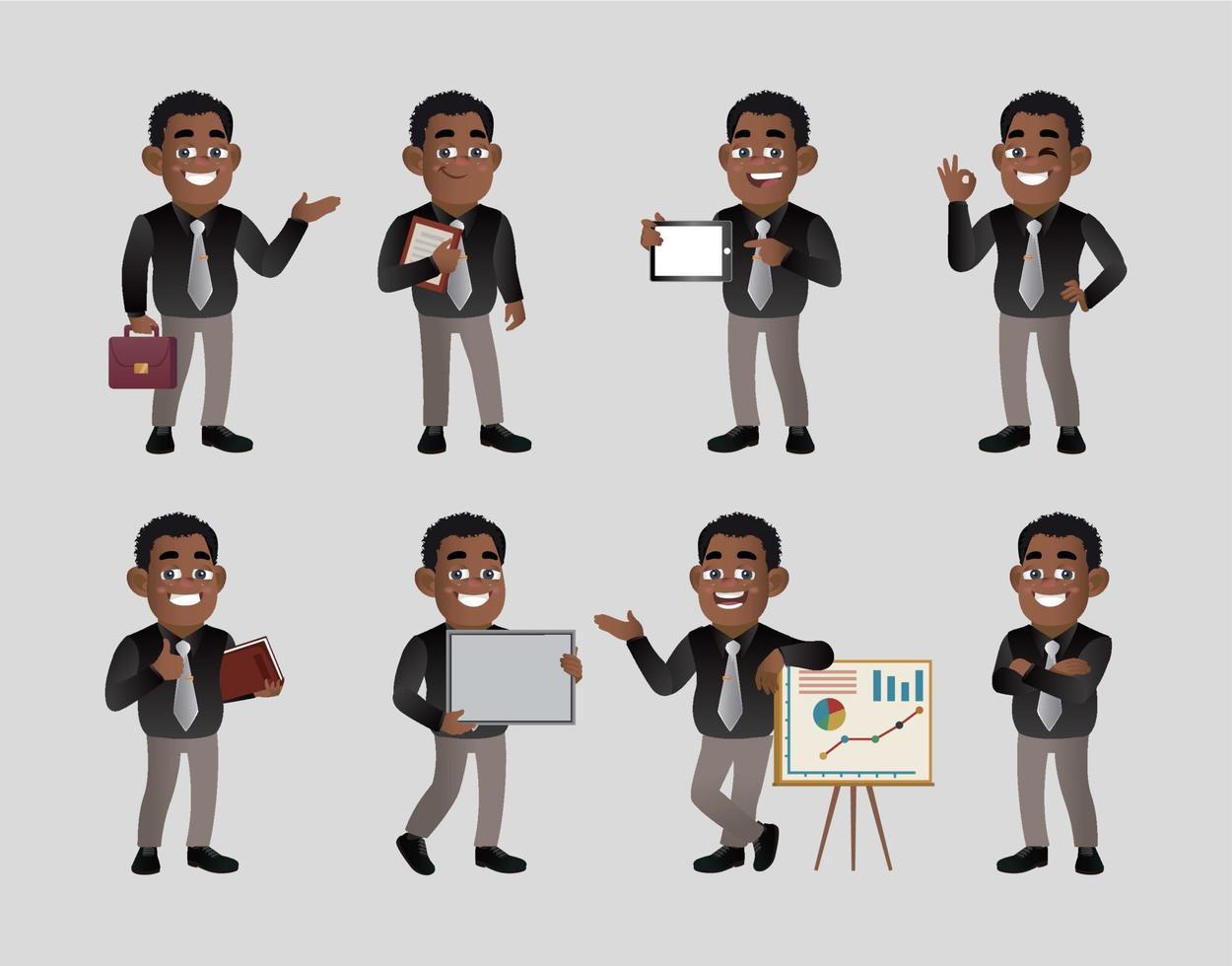 Set of business people with different poses vector