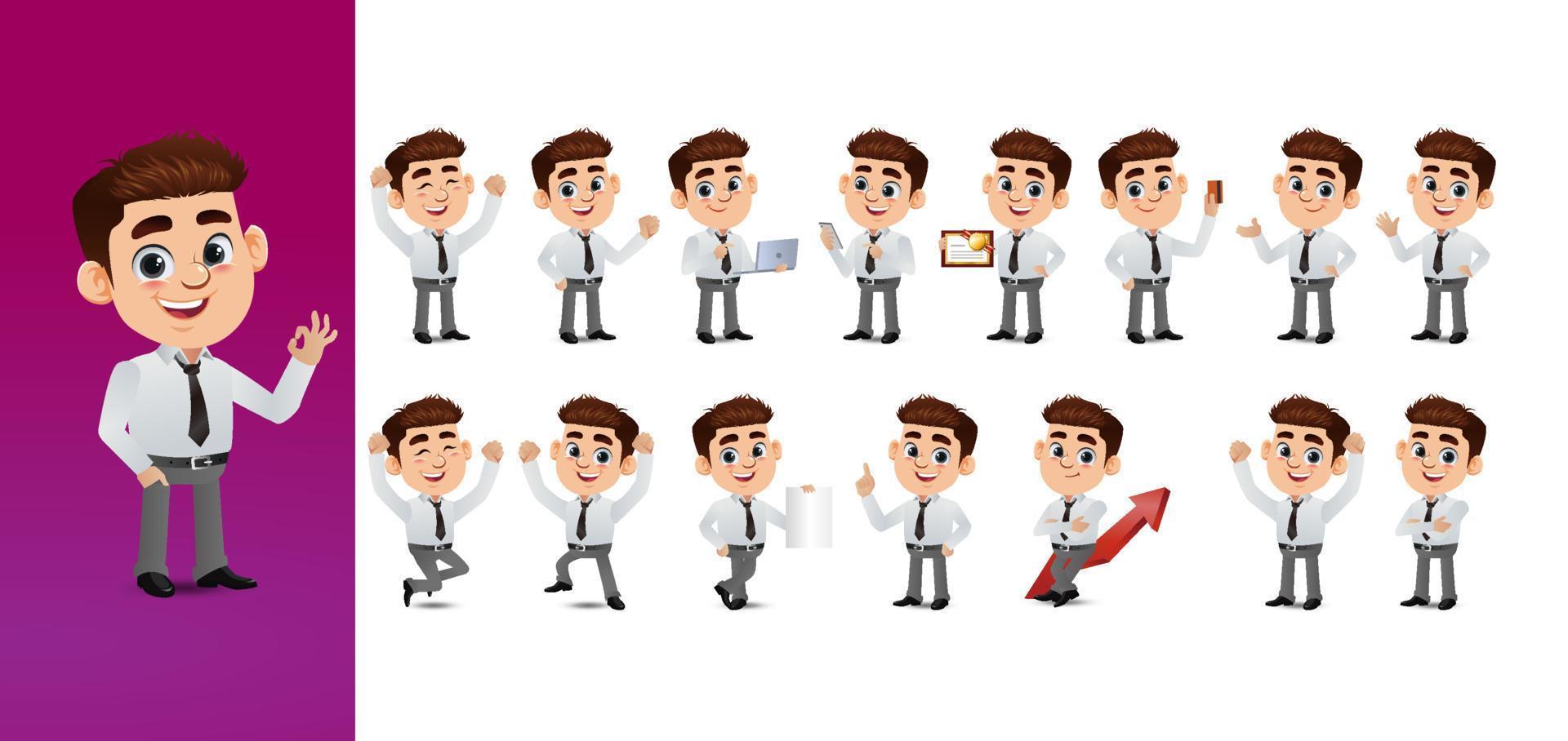 Business person with different poses. vector