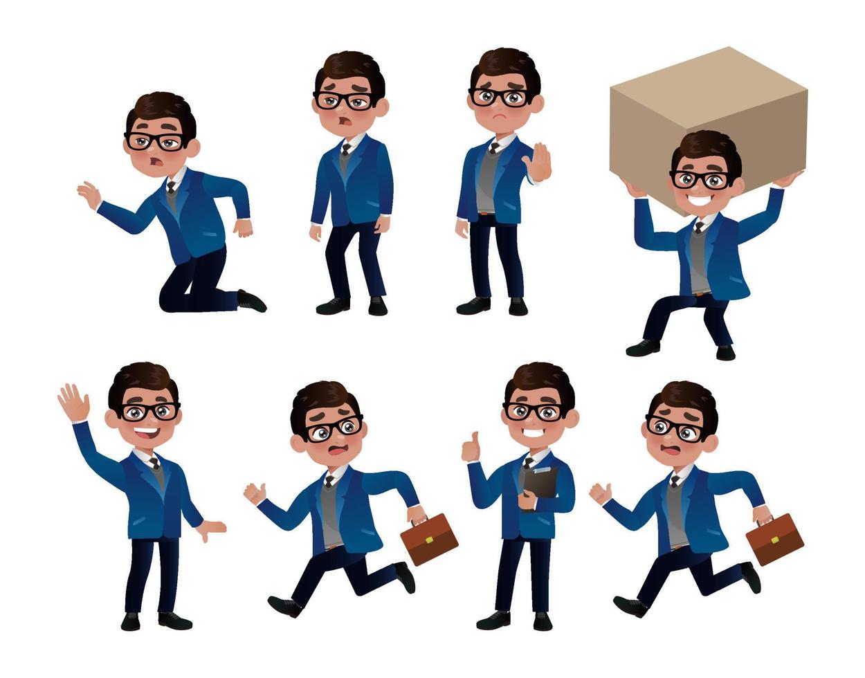 Set of business people with different poses vector