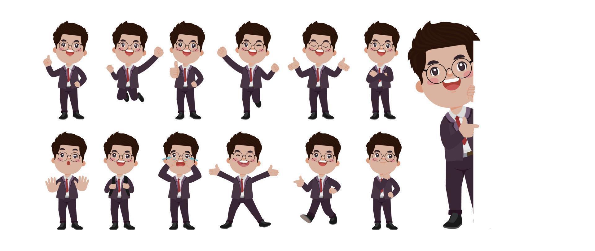 Business person in different positions set vector