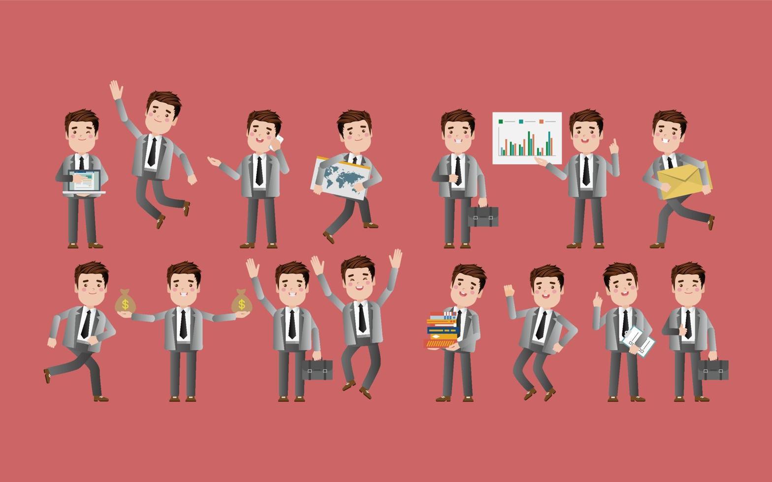 Flat Set of business people vector