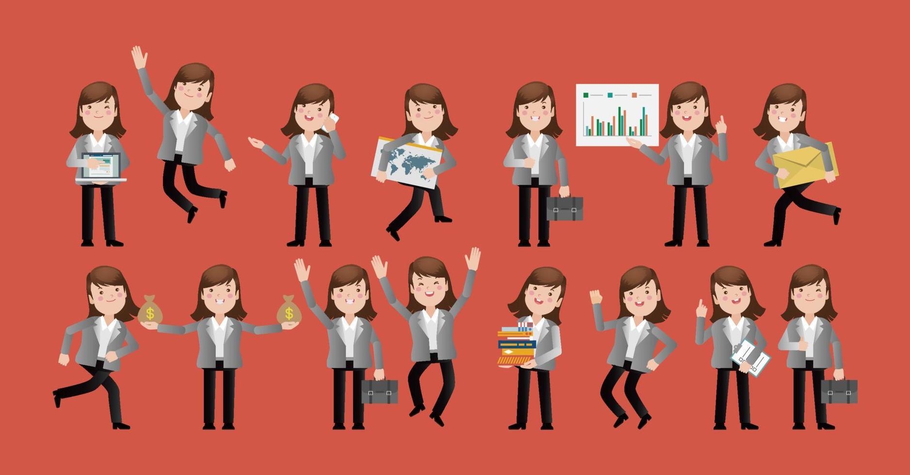 Flat Set of business people vector