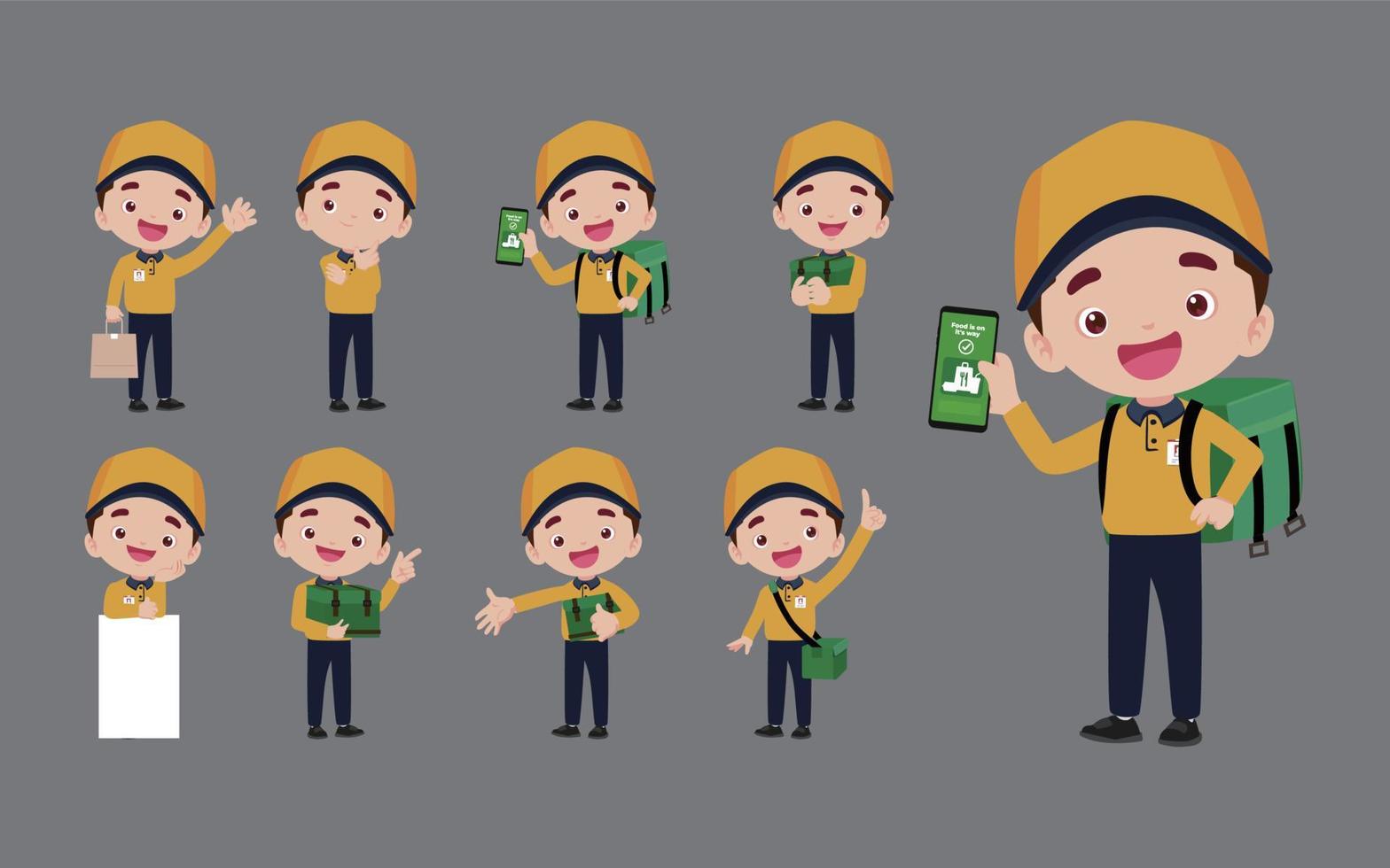 Delivery staff with different poses vector