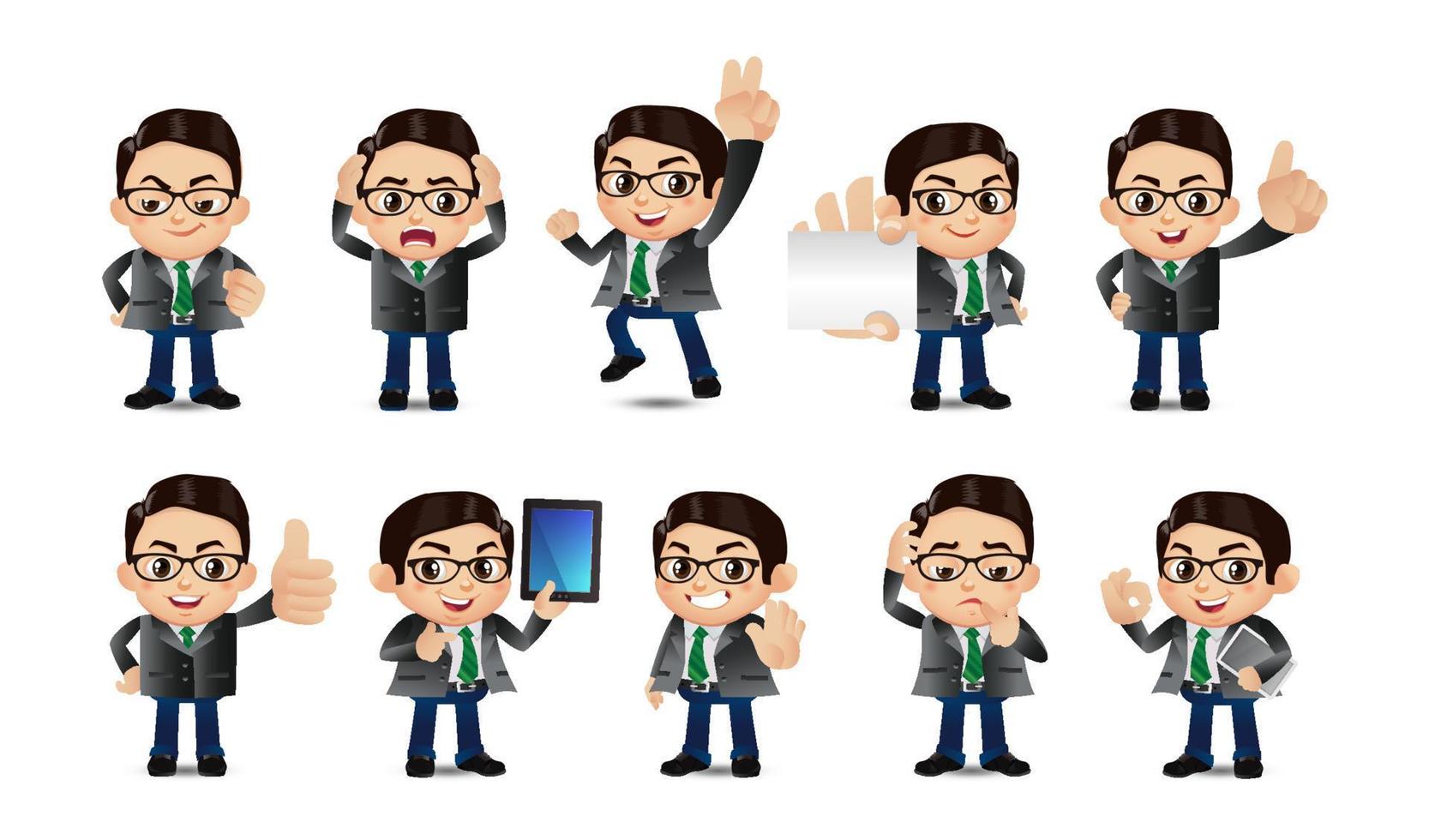 Business person in different positions set vector